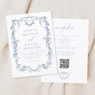 Invitación Código QR francés victoriano todo en un Boda