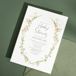 Invitación Código QR Género Flor silvestre neutra Baby Shower