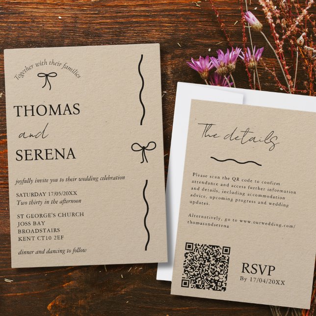 Invitación Código QR Kraft ruso (editable) Boda de presupuest (Subido por el creador)