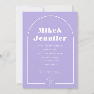 Invitación Código Qr Lila Lavanda Mínimo Boho Arco Lineart