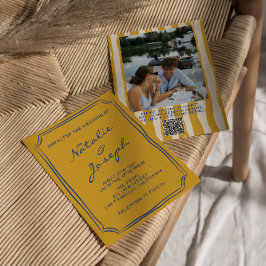Invitación Código QR mano italiana Boda de fotografía escrita