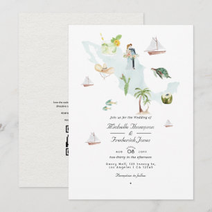Invitación Código QR Mapa de México Acuarela RSVP Boda