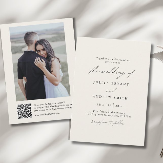 Invitación Código QR minimalista con boda fotográfico (Subido por el creador)