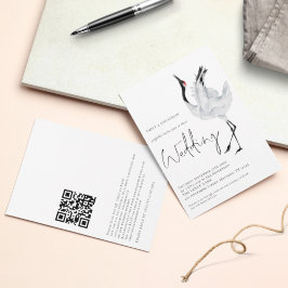 Invitación Código QR Minimalista de Pájaro Grulla para Boda