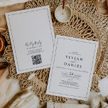 Invitación Código QR minimalista en un solo Boda<br><div class="desc">Este código QR minimalista en una sola invitación es perfecto para un boda simple. El moderno diseño romántico presenta una tipografía clásica en blanco y negro, acompañada de una caligrafía rústica y elegante con un estilo de letra a mano vintage. Personalizable de cualquier color. Mantenga el diseño simple y elegante,...</div>