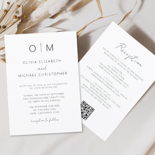 Invitación Código QR minimalista moderno todo en un solo Boda