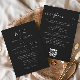 Invitación Código QR minimalista moderno todo en un solo Boda