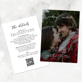 Invitación Código QR | Moderno Boda de guión gráfico de presu