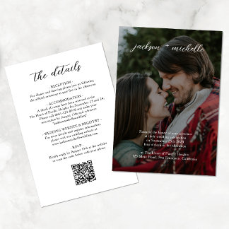 Invitación Código QR | Moderno Boda de guión gráfico de presu