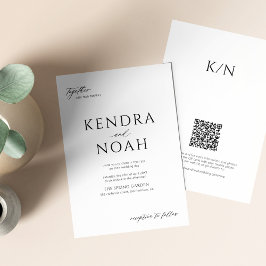 Invitación Código QR moderno simple boda blanco y negro