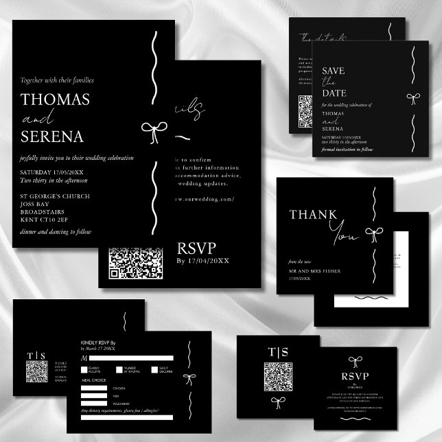 Invitación Código QR Monocromo Boda de presupuesto blanco y n (Subido por el creador)
