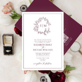 Invitación Código QR Monograma Escudo formal de Leafy de Borg