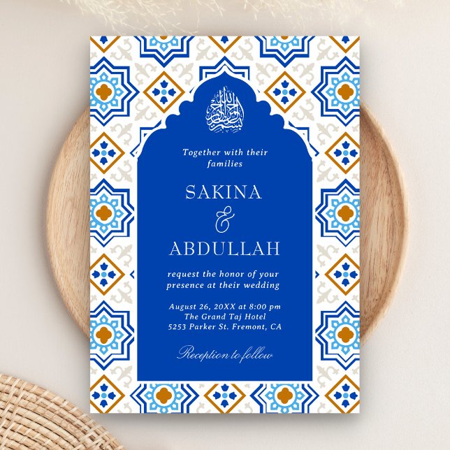 Invitación Código QR Mosaico Persa Azul Azure Bodas Musulmana (Subido por el creador)