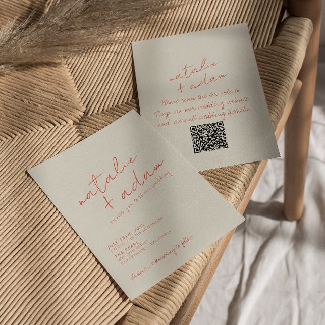 Invitación Código QR Naranja brillante Retro Diversión Boda c (Subido por el creador)