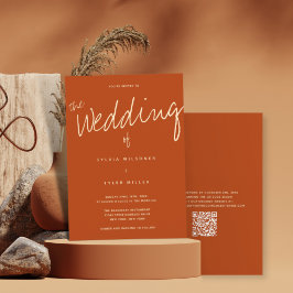 Invitación Código QR Naranja de quema de tipografía casual