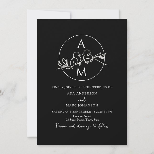 Invitación Código QR negro de boda minimalista moderno (Anverso)