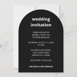 Invitación Código QR Negro Minimalista todo en un Boda