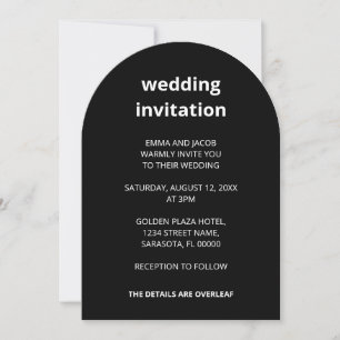 Invitación Código QR Negro Minimalista todo en un Boda