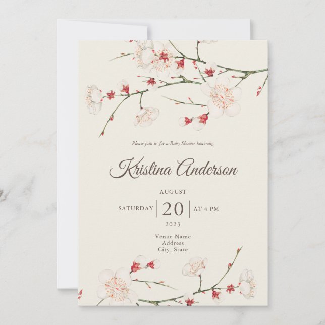 Invitación Código QR Neutral de género Baby Shower Blossom vi (Anverso)