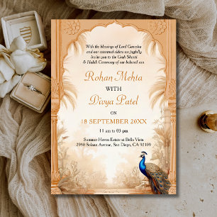 Invitación Código QR Palm de pavo real Jardín de la India Bod