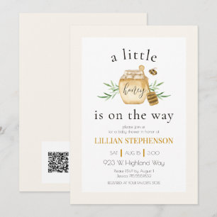 Invitación Código QR para Baby Shower de Abejas Pequeña Miel 