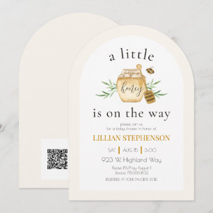 Invitación Código QR para Baby Shower de Abejas Pequeña Miel 