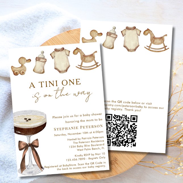 Invitación Código QR para Baby Shower de Tini One Espresso Ma (Subido por el creador)