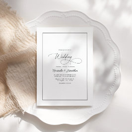 Invitación Código QR para Boda Clásica Minimalista en Blanco