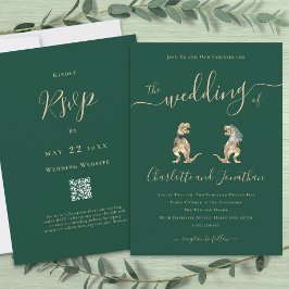 Invitación Código QR para Bodas de dinosaurios