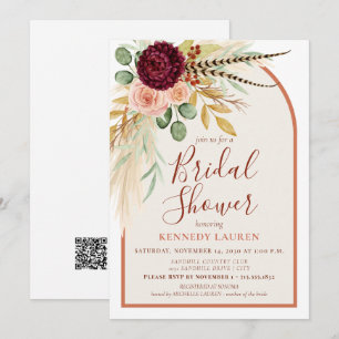 Invitación Código QR para Desayuno Nupcial de Terracota con H