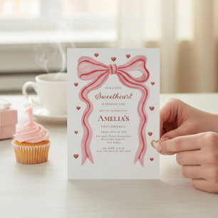 Invitación Código QR para el primer cumpleaños de Sweetheart 
