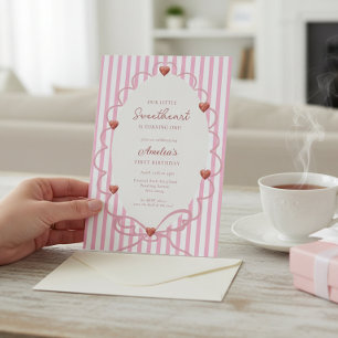 Invitación Código QR para el primer cumpleaños de Sweetheart 
