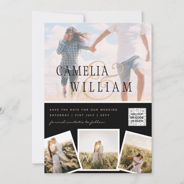 Invitación CÓDIGO QR para guardar la fecha de la boda de la f (Anverso)