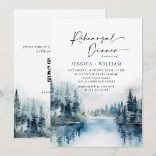 Invitación Código QR para la cena de ensayo del bosque de mon