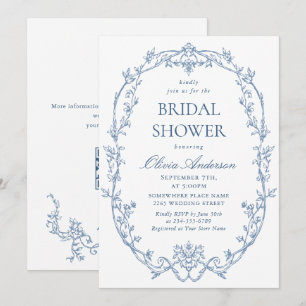 Invitación Código QR para la ducha azul de la novia con el po