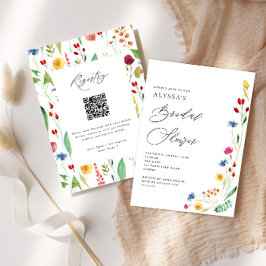 Invitación Código QR para la ducha de novia Wildflower Meadow