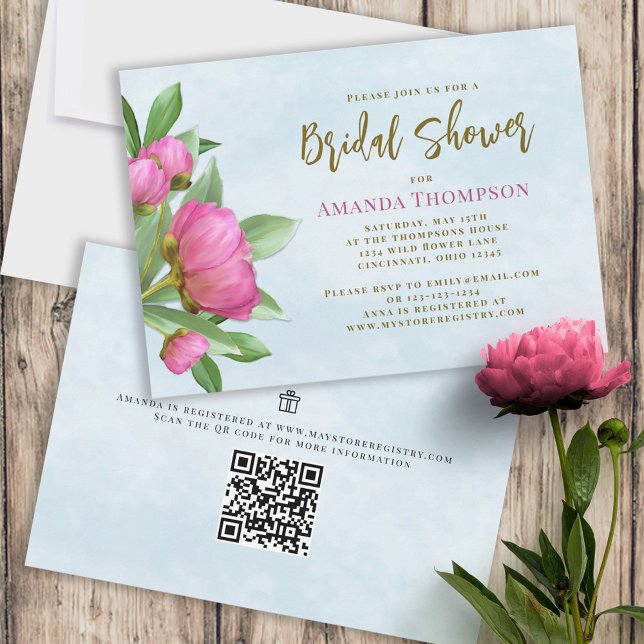 Invitación Código QR para pueblos con elegancia botánica flor (Subido por el creador)