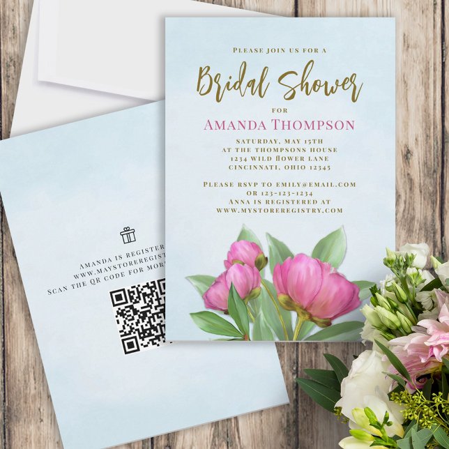 Invitación Código QR para pueblos con elegancia botánica flor (Subido por el creador)