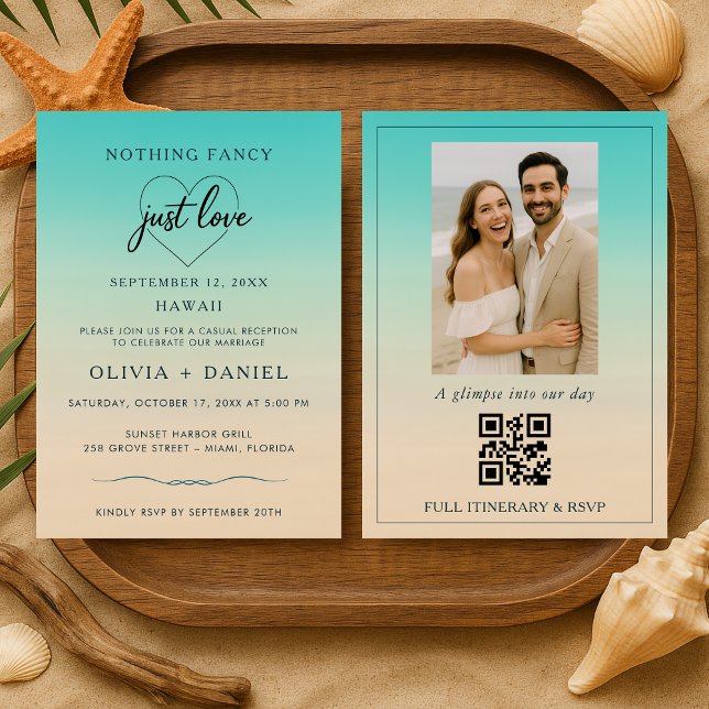 Invitación Código QR para recepción de boda en la playa despu (Subido por el creador)
