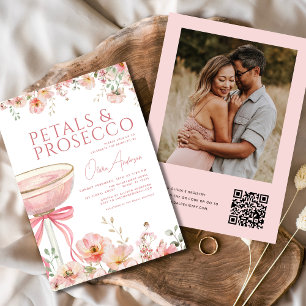 Invitación Código QR Petales y ducha de novia con foto de Pro