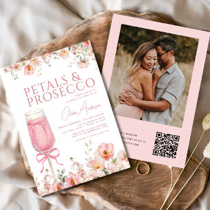 Invitación Código QR Petales y ducha de novia con foto de Pro