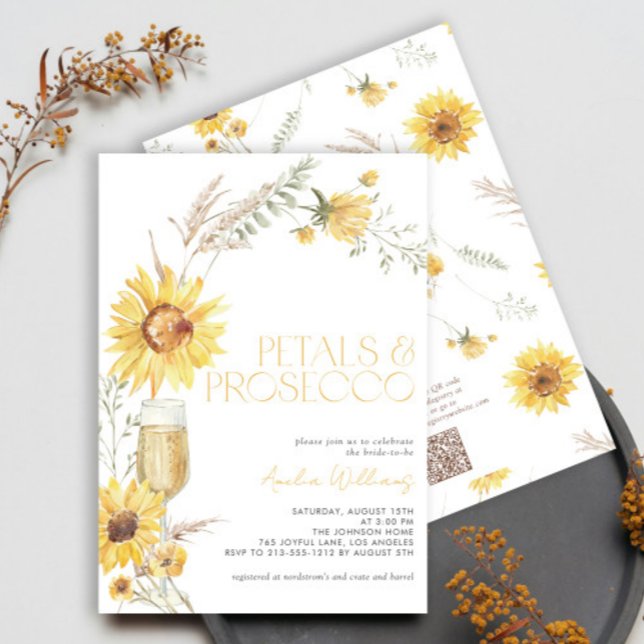 Invitación Código QR Petales y ducha de novia con girasol Pro (Subido por el creador)