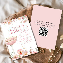 Invitación Código QR Petales y ducha de novia Rubor Prosecco