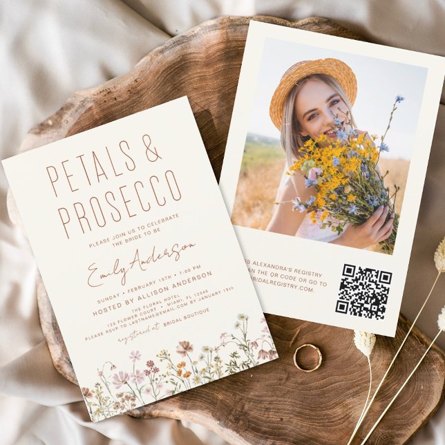 Invitación Código QR Pétalos de flores silvestres y ducha de  (Subido por el creador)