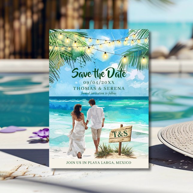 Invitación Código QR Playa Tropical Guardar La Fecha Destino (Subido por el creador)