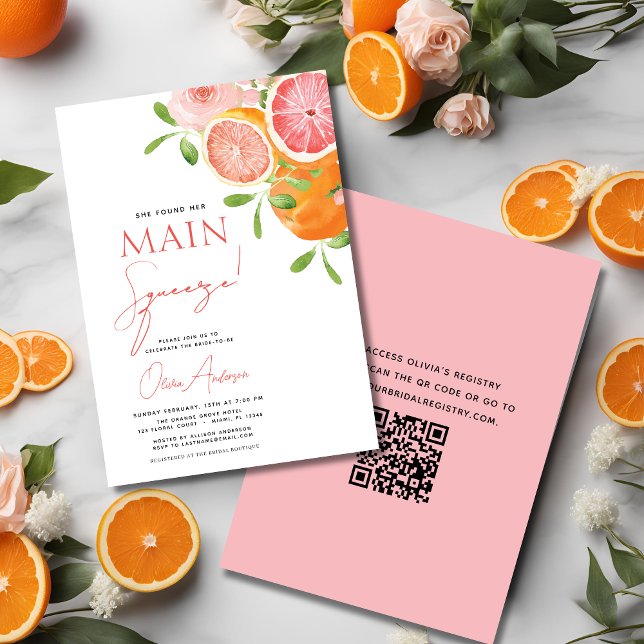 Invitación Código QR Principal Squeeze Citrus Bridal Shower N (Subido por el creador)