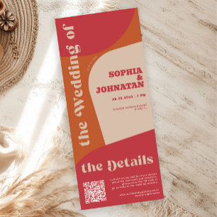 Invitación Código QR retro colorido moderno todo en uno boda
