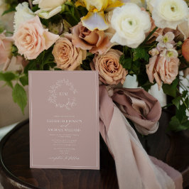 Invitación Código QR Rosa agitado Escudo de leafy Boda de mon
