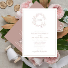 Invitación Código QR Rosa agitado Escudo de leafy Boda de mon