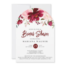 Código QR Rosa Burdeos Floral Ducha Nupcial